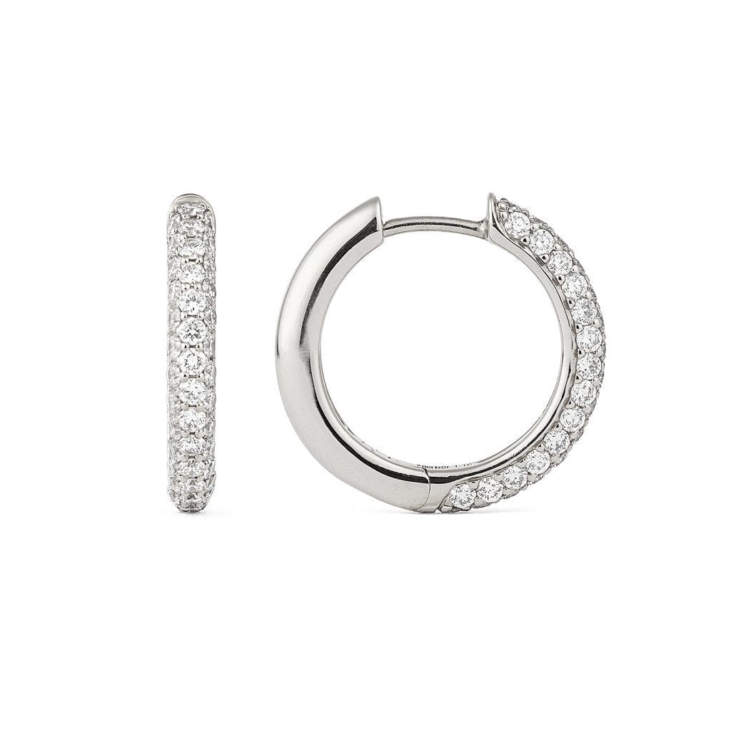 Classic Pavé 18 mm 18K Whitegold Hoops w. Diamonds