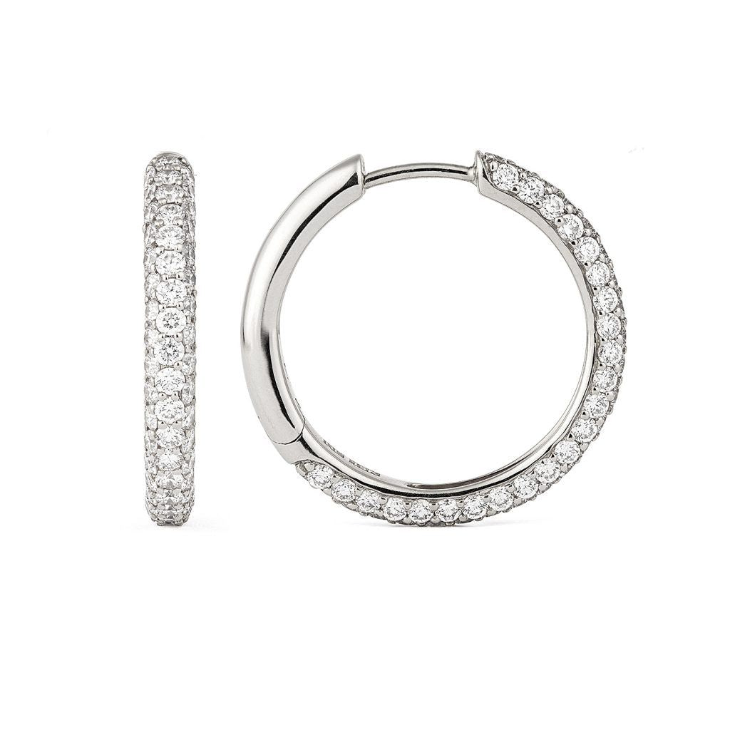 Classic Pavé 21 mm 18K Whitegold Hoops w. Diamonds