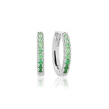 Ellera Medio Green Silver Hoops w. Zirconia