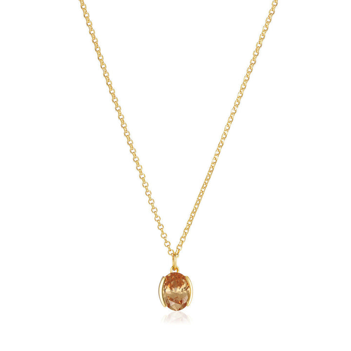Ellisse Carezza 18K Gold plattiert Halskette w. Orangefarbene Zirkonia