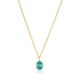 Ellisse Carezza 18K Gold Plated Necklace w. Green Zirconia