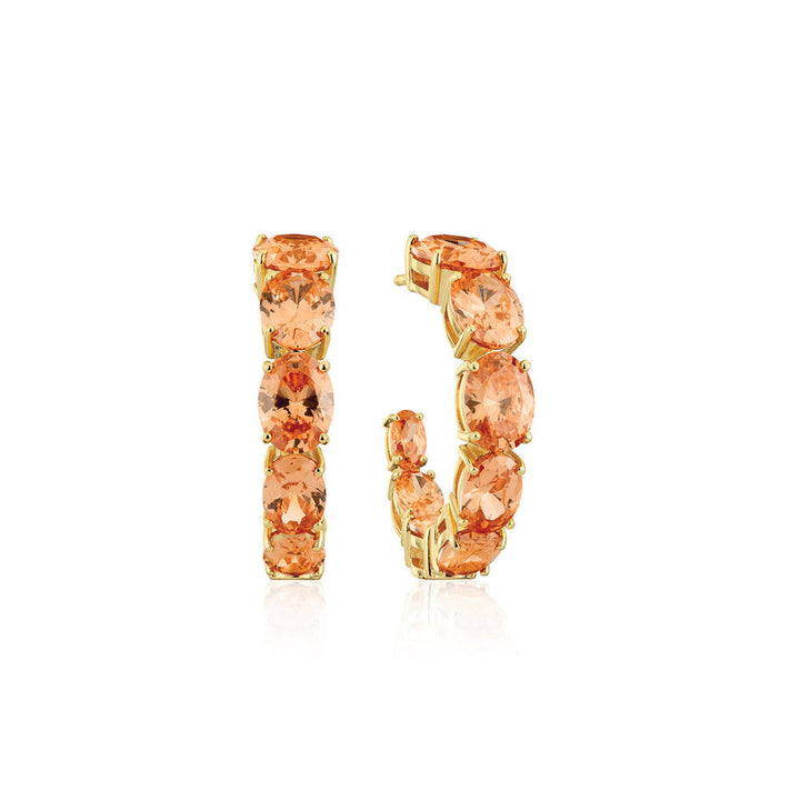 Ellisse Creolo 18K Gold plattierte Reifen w. Orangefarbene Zirkonia