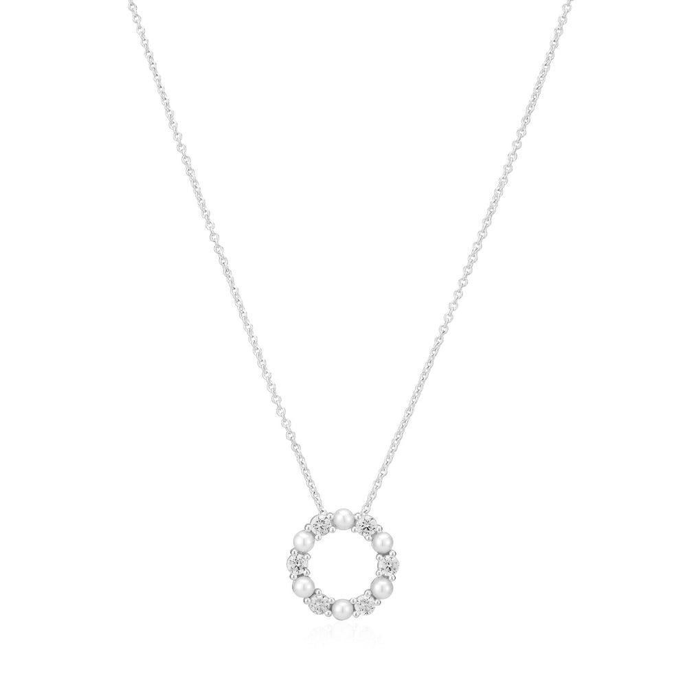 Biella Perla Silber Halskette w. Zirkonia & Perle