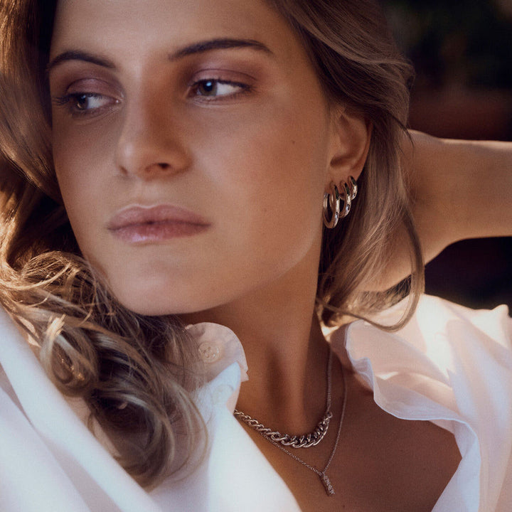 Carrara Pianura Small Silver Hoops