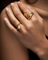 Claw Gold Plated Ring w. Pearl
