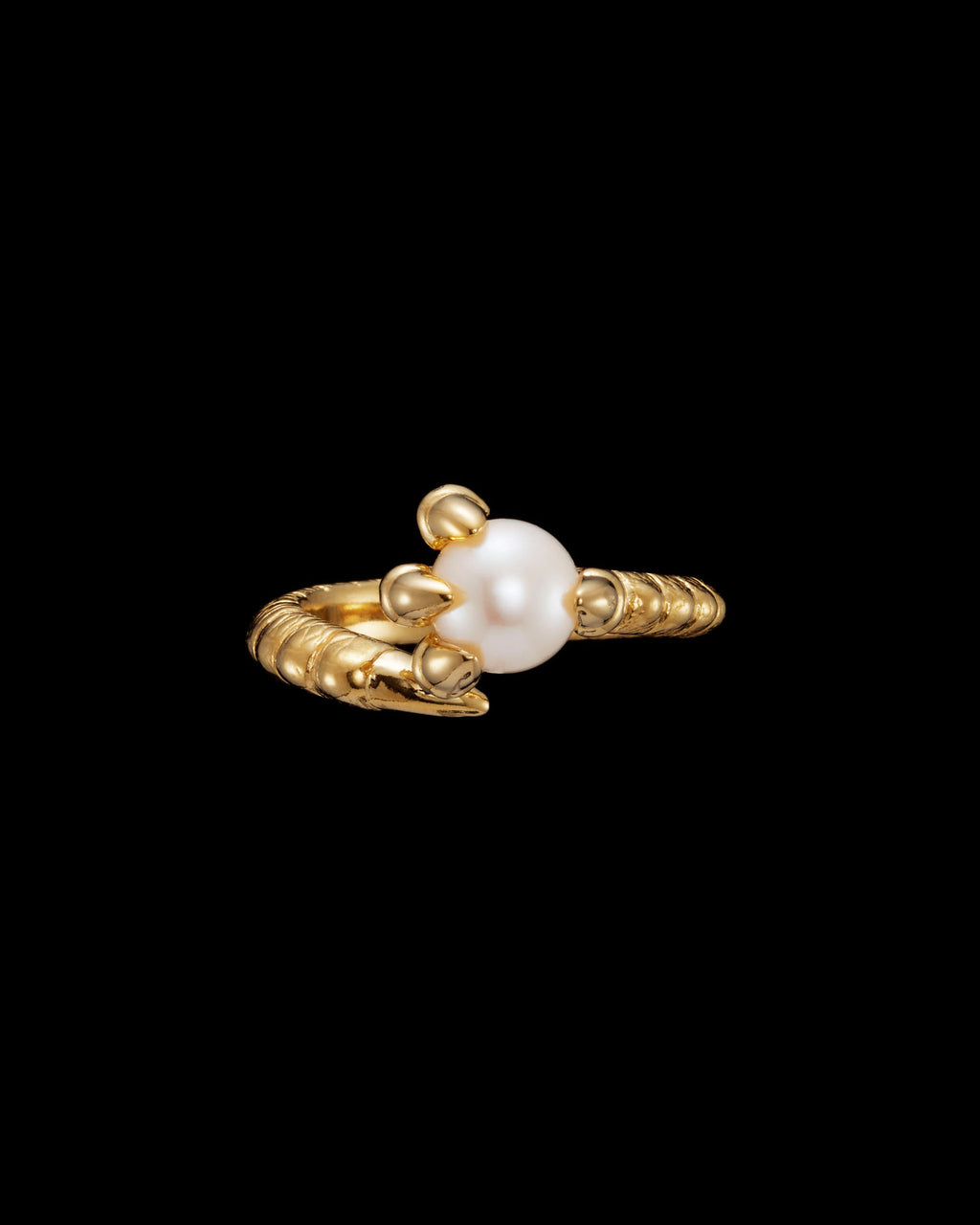 Claw Gold Plated Ring w. Pearl