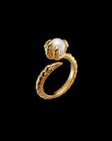 Claw Gold Plated Ring w. Pearl