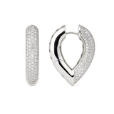Drop Link Store Pavé (28 mm) 18K Hvidguld Hoops m. Diamanter