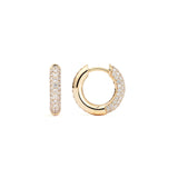 Absolute Small (Tight) 18K Gold Hoops w. Diamonds
