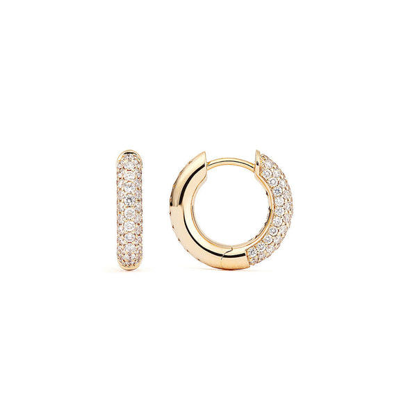 Absolute Small (Tight) 18K Gold Hoops w. Diamonds