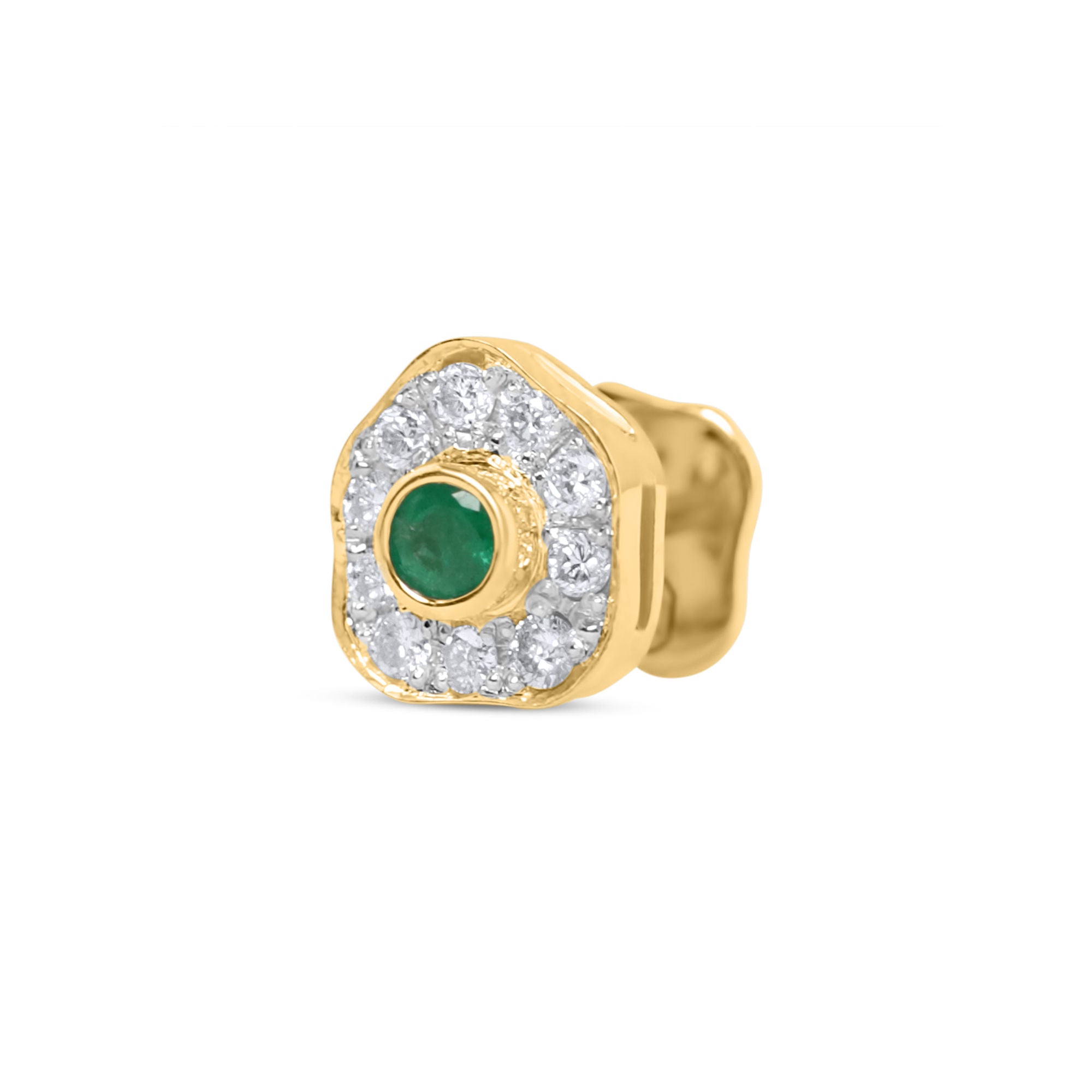 Desert Rose 18K Gold Earrings w. Emeralds & Diamonds
