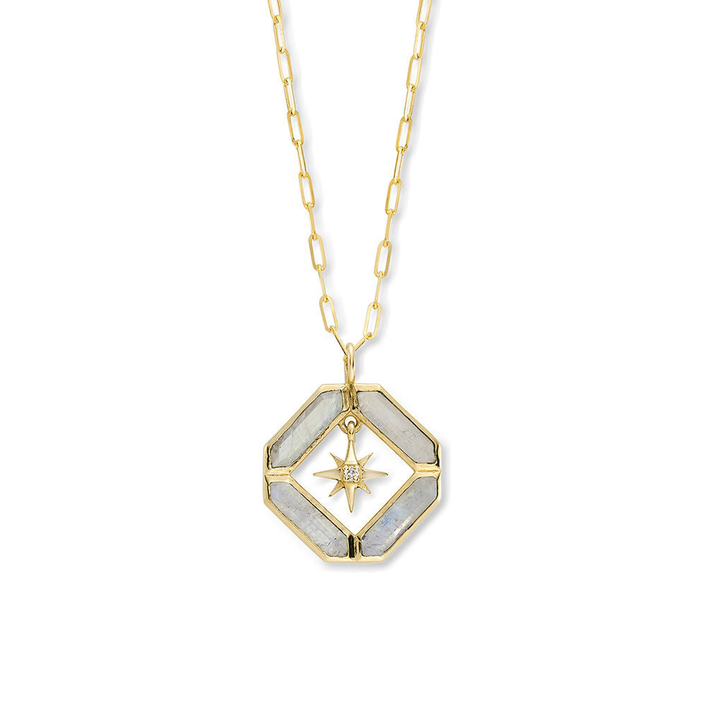 Astra Moonstone Journey 14K Gold Necklace w. Moonstone & Diamond