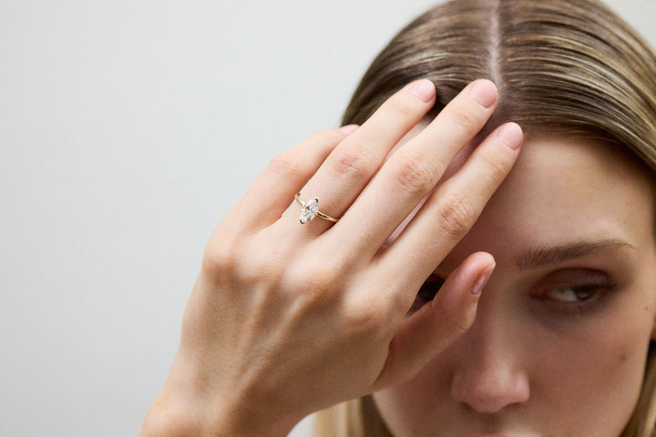 Marquise 0.5 CT 14k or 18k Whitegold Ring w. Lab-Grown Diamond