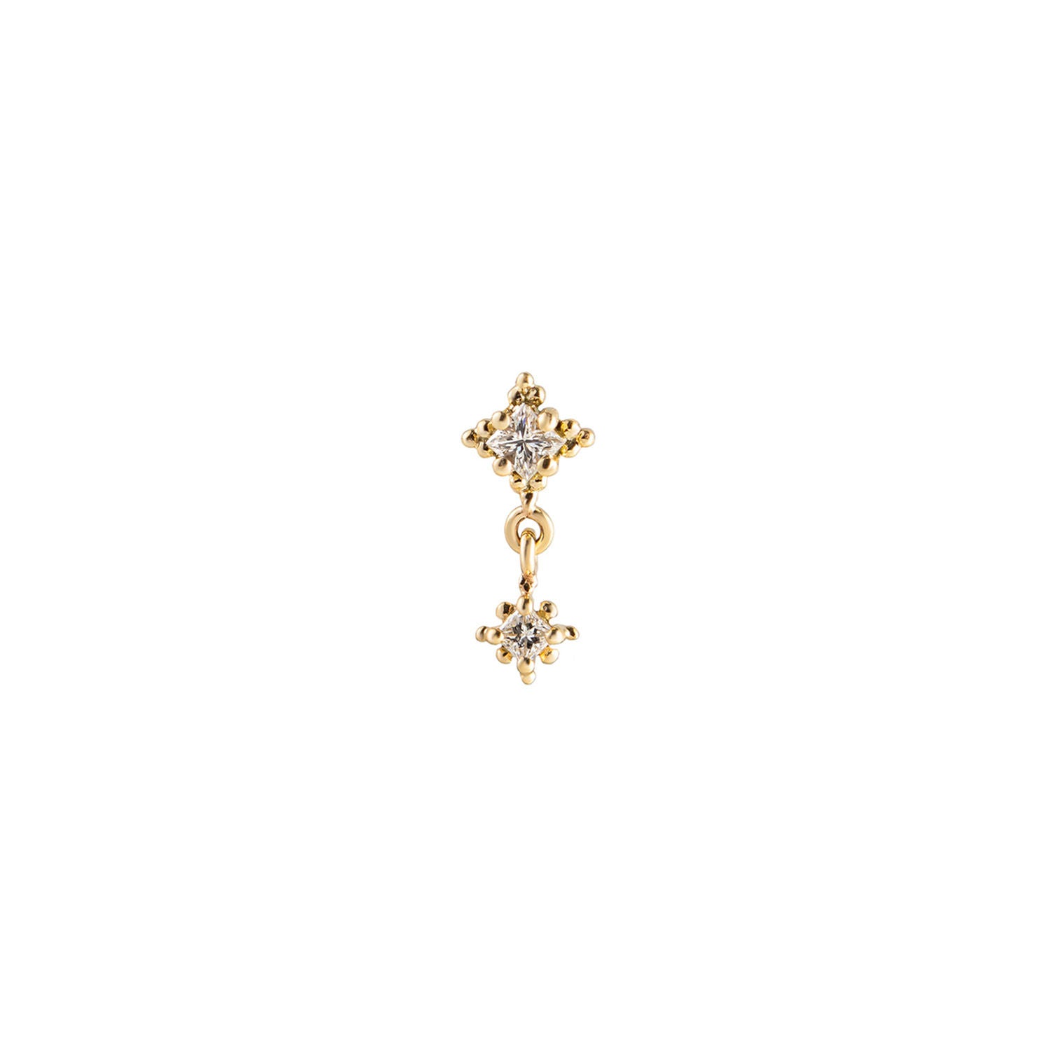 Dala 2 Diamond Droplet 9K Gold Stud w. Diamonds