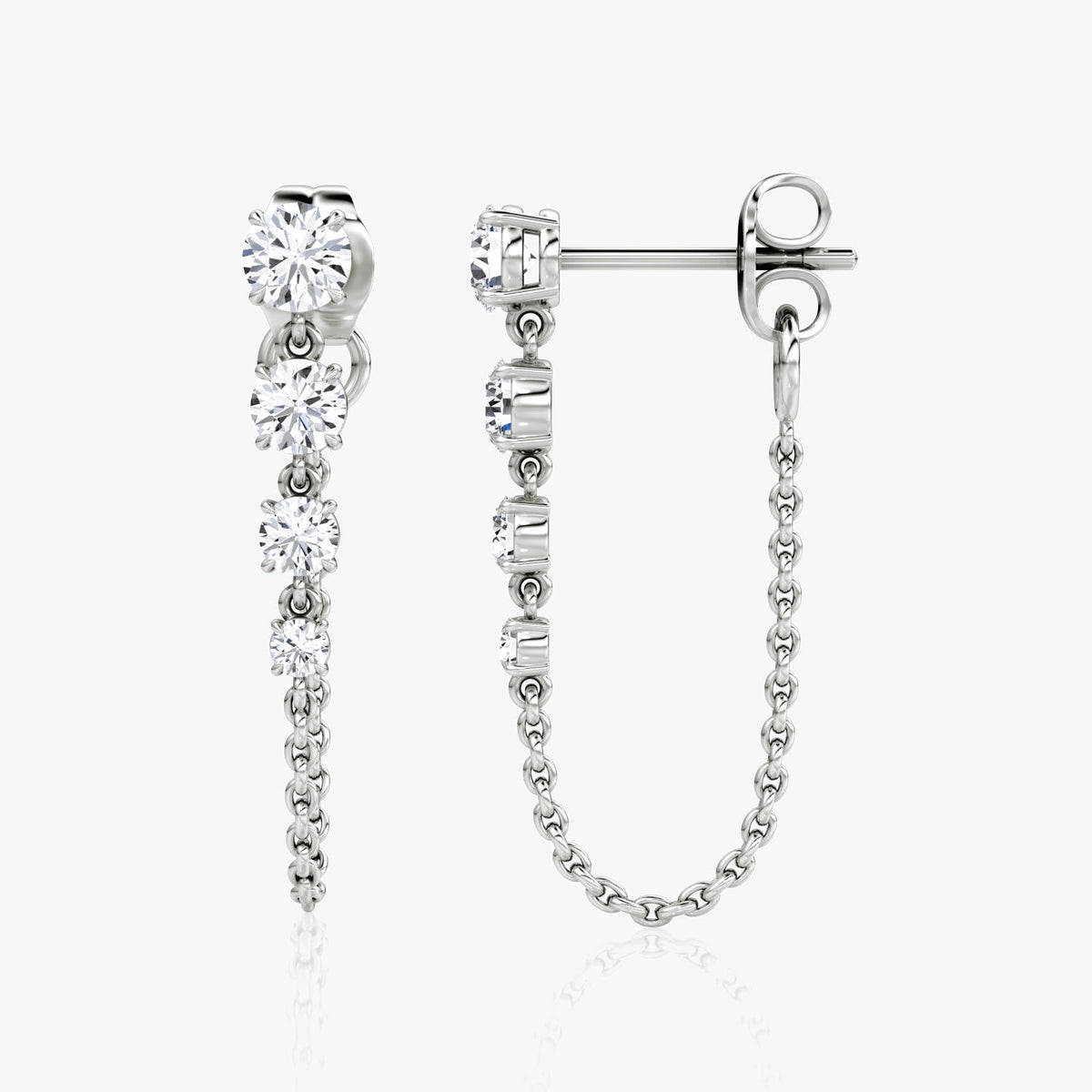Linked 14K Hvidguld Tennis Øreringe m. 1.10ct Lab-Grown Diamanter