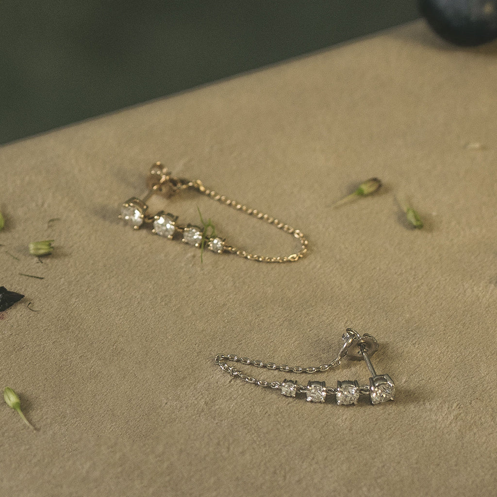 Linked 14K Gold Tennis Earrings w. 1.10ct Lab-Grown Diamonds