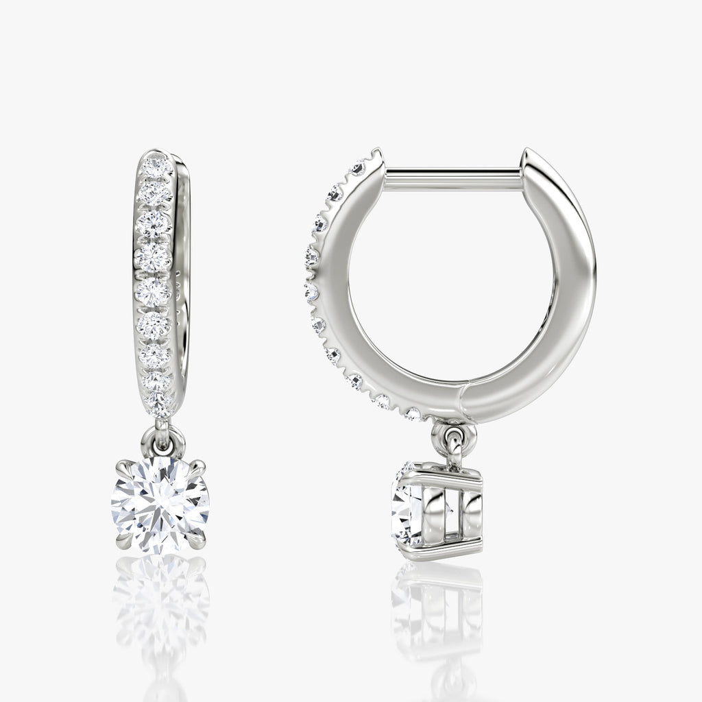 Solitaire Drop Pavé 14K Hvidguld Huggie Hoop m. Lab-Grown Diamanter