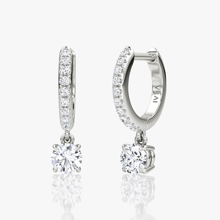 Solitaire Drop Pavé 14K Hvidguld Huggie Hoop m. Lab-Grown Diamanter