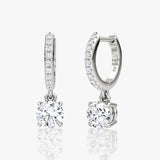 Solitaire Drop Pavé 14K Hvidguld Huggie Hoop m. Lab-Grown Diamanter