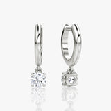 Solitaire Drop 14K Hvidguld Huggie Hoop m. Lab-Grown Diamanter