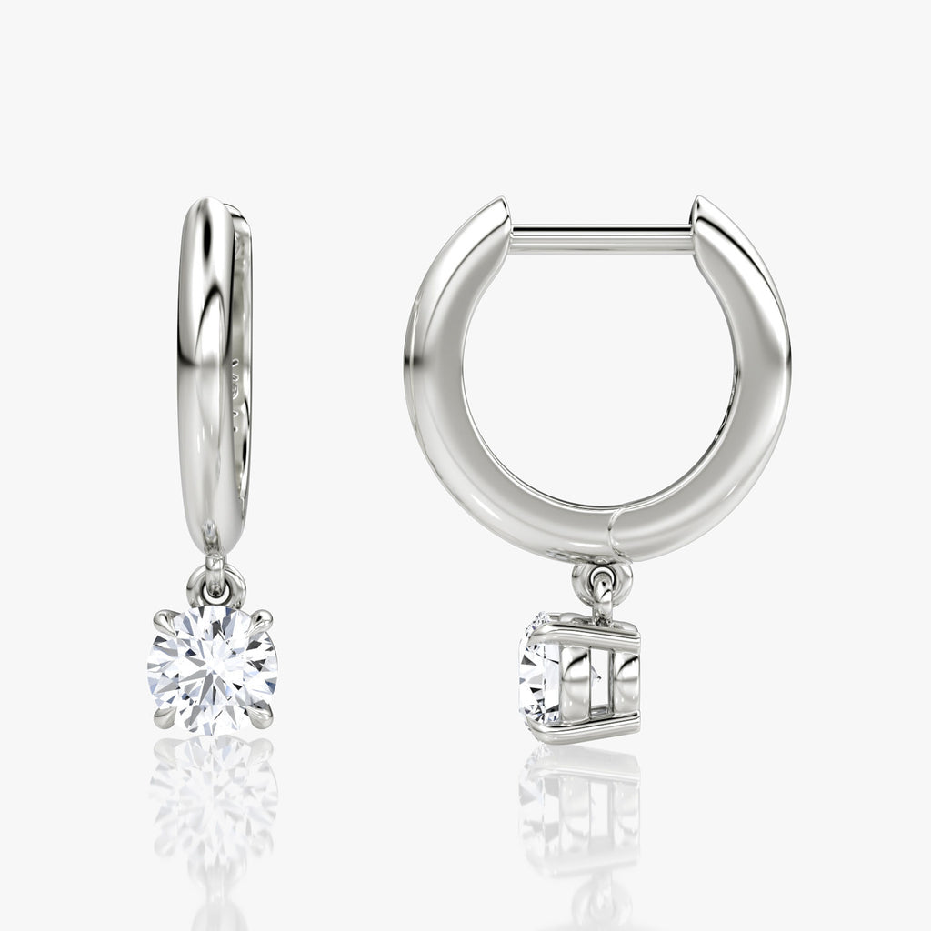 Solitaire Drop 14K Hvidguld Huggie Hoop m. Lab-Grown Diamanter