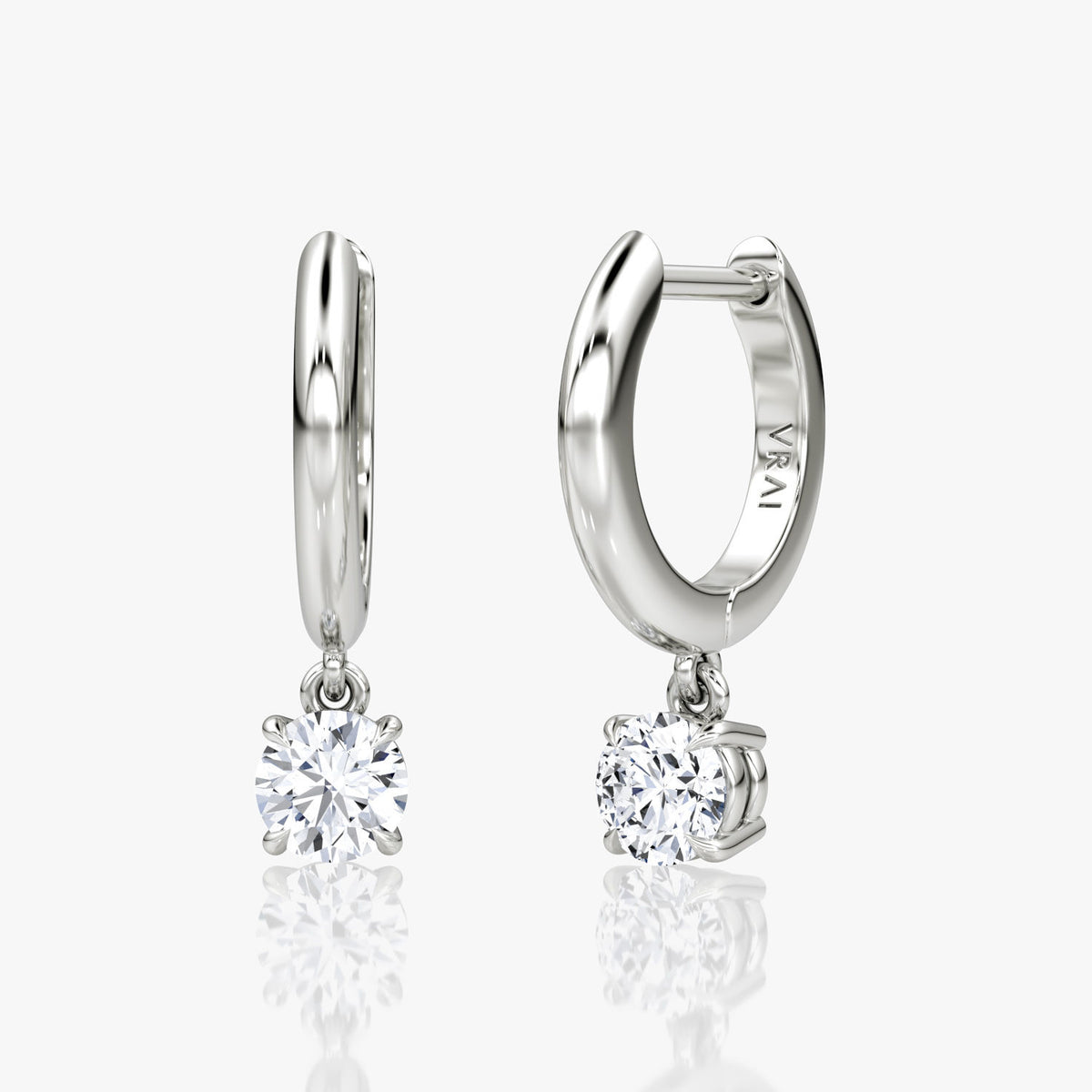 Solitaire Drop 14K Hvidguld Huggie Hoop m. Lab-Grown Diamanter