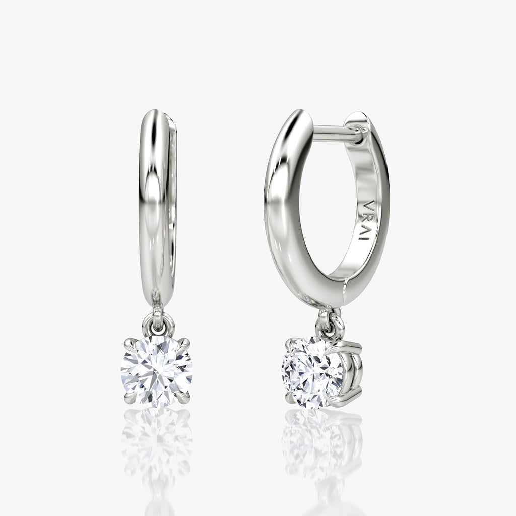 Solitaire Drop 14K Hvidguld Huggie Hoop m. Lab-Grown Diamanter