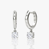 Solitaire Drop 14K Hvidguld Huggie Hoop m. Lab-Grown Diamanter