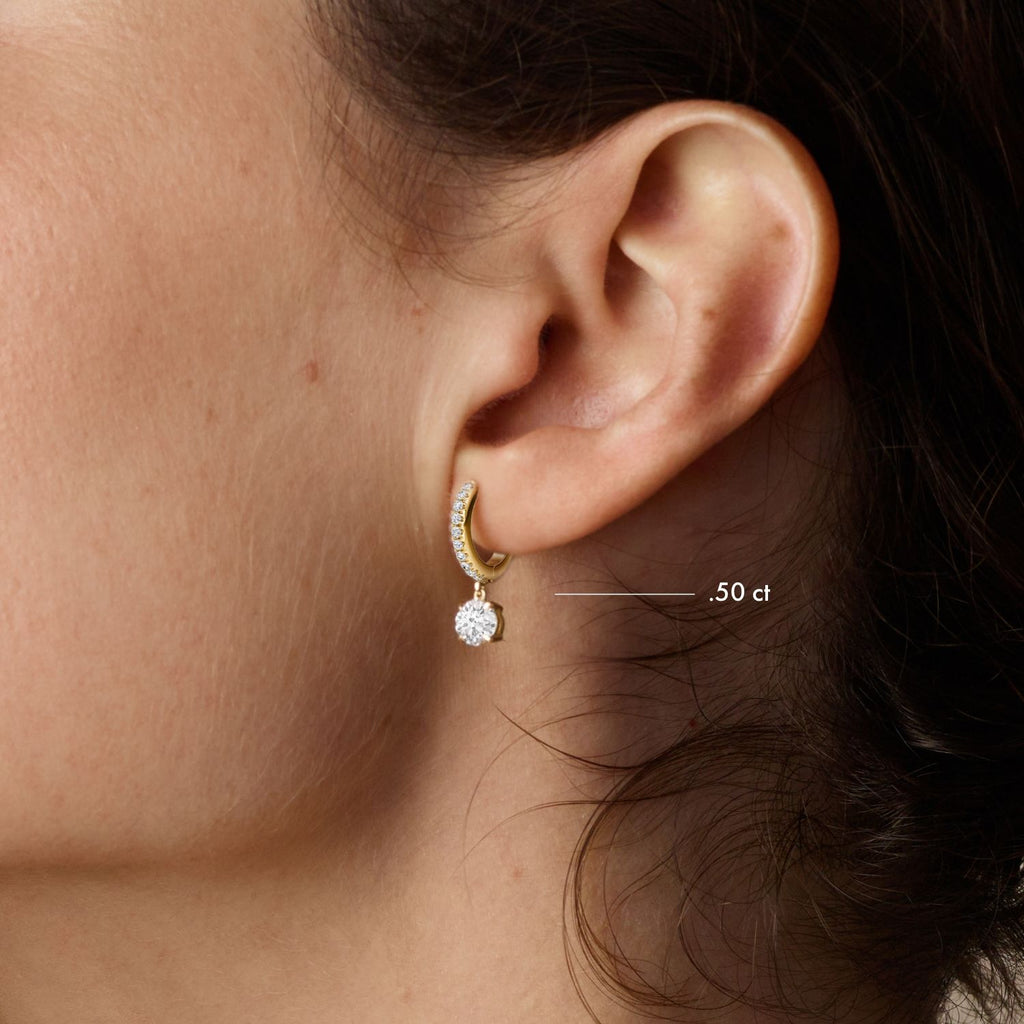 Solitaire Drop 14K Hvidguld Huggie Hoop m. Lab-Grown Diamanter