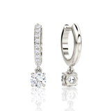 Solitaire Drop Pavé 14K Hvidguld Huggie Hoop m. Lab-Grown Diamanter