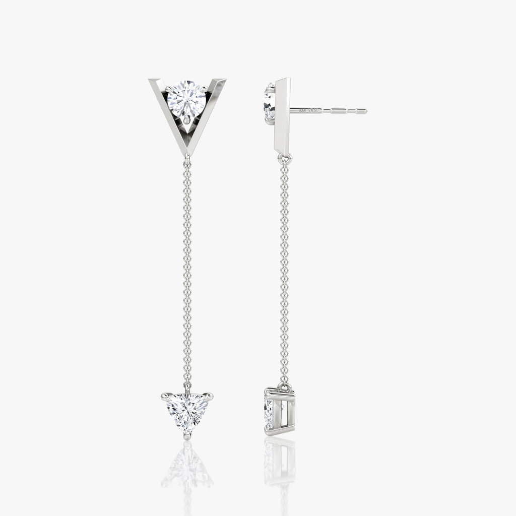 V Duo Dangle 14K Weißgoldohrringe w. 1.0CT Labor gewachsene Diamanten