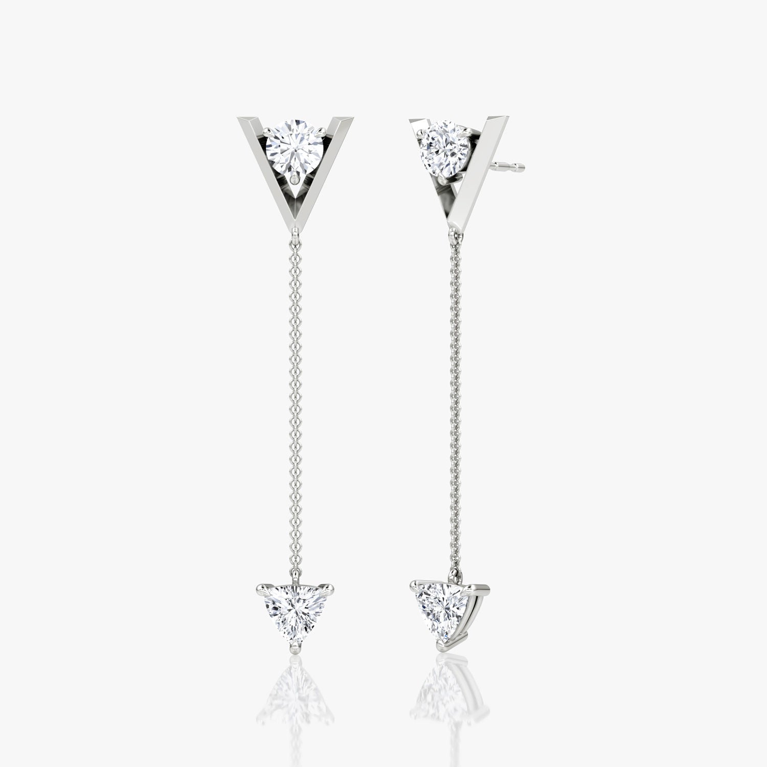 V Duo Dangle 14K Hvidguld Øreringe m. 1.0ct Lab-Grown Diamanter