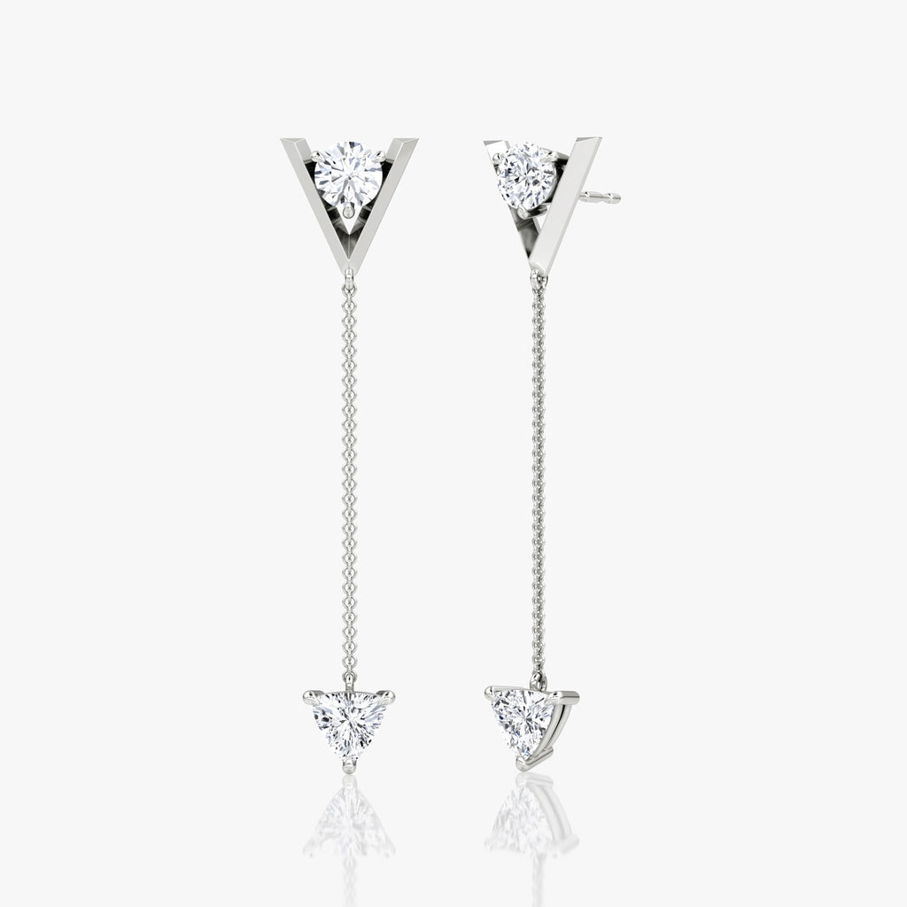 V Duo Dangle 14K Weißgoldohrringe w. 1.0CT Labor gewachsene Diamanten