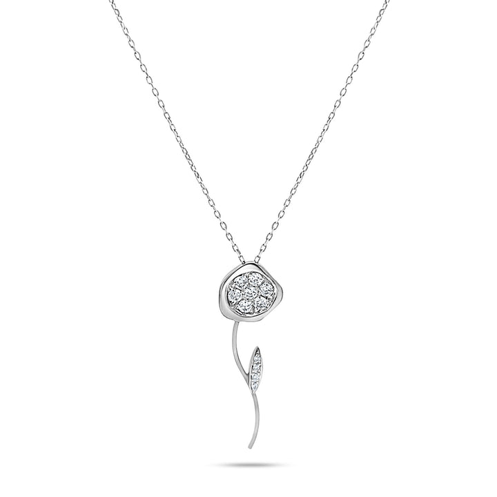 Desert Rose Flower 18K Gold Necklace w. Diamonds