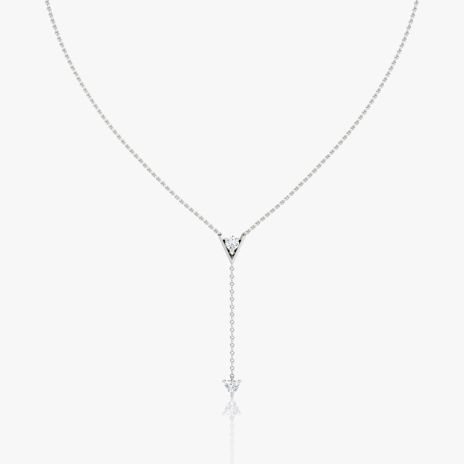 V Duo Lariat 14K White Gold Necklace w. 0.50ct Lab-Grown Diamonds