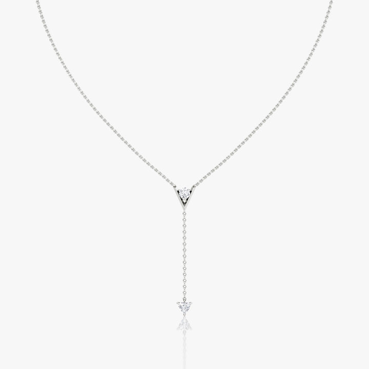 V Duo Lariat 14K Hvidguld Halskæde m. 0.50ct  Lab-Grown Diamanter