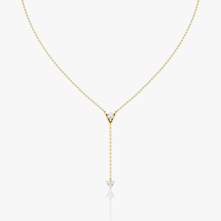 V Duo Lariat 14K Guld Halskæde m. 0.50ct  Lab-Grown Diamanter