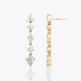 Gemischte Form Pavé Dangle 14K Gold Ohrringe w. 3.0CT Labor-Diamanten