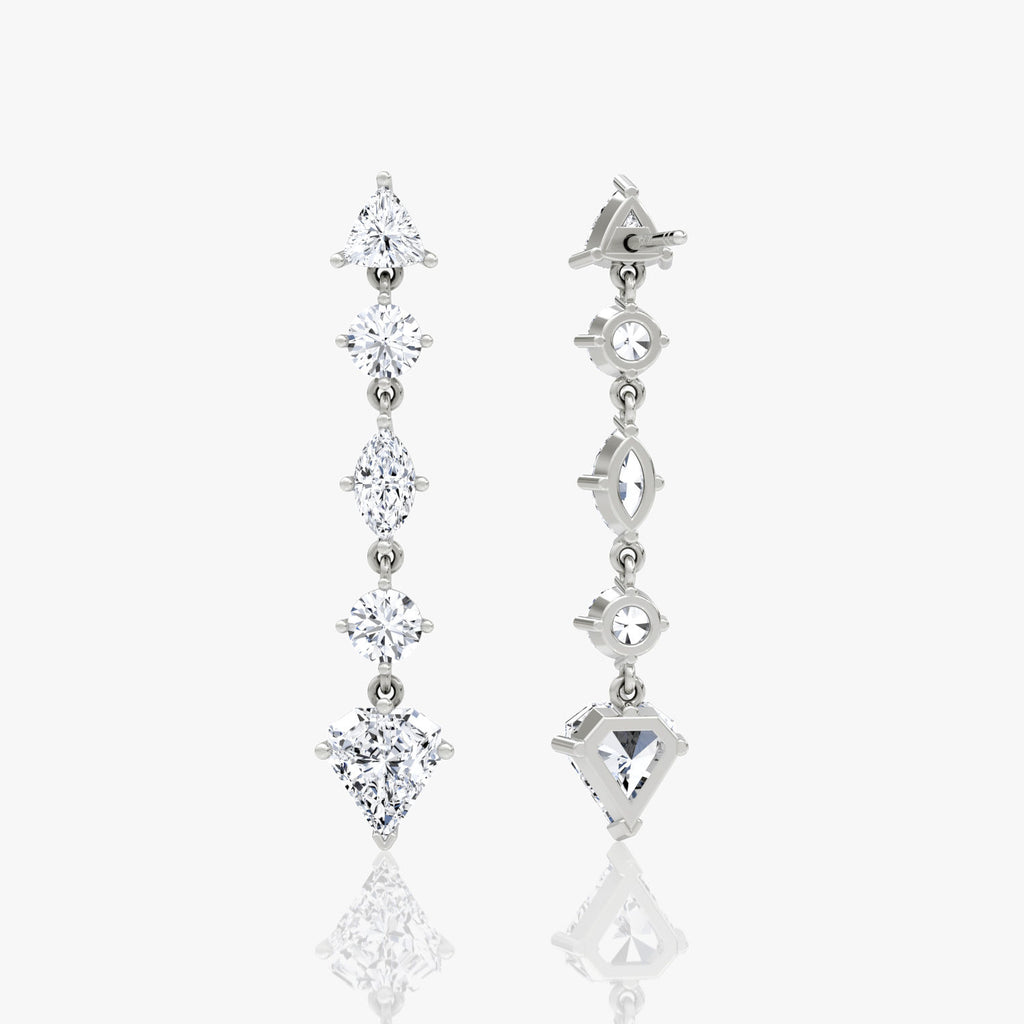 Gemischte Form Pavé Dangle 14K Weißgoldohrringe w. 3.0CT Labor-Diamanten