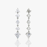 Gemischte Form Pavé Dangle 14K Weißgoldohrringe w. 3.0CT Labor-Diamanten