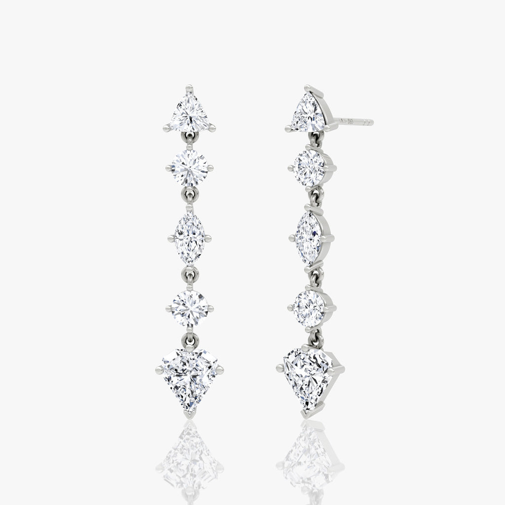 Gemischte Form Pavé Dangle 14K Weißgoldohrringe w. 3.0CT Labor-Diamanten