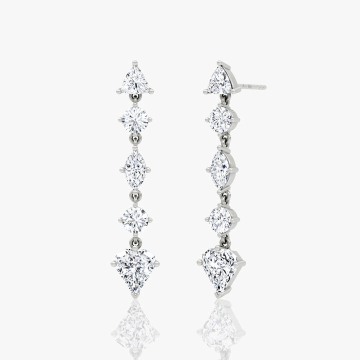 Mixed Drop Shield14K White Gold Earrings w. 3.0ct Lab-Grown Diamonds