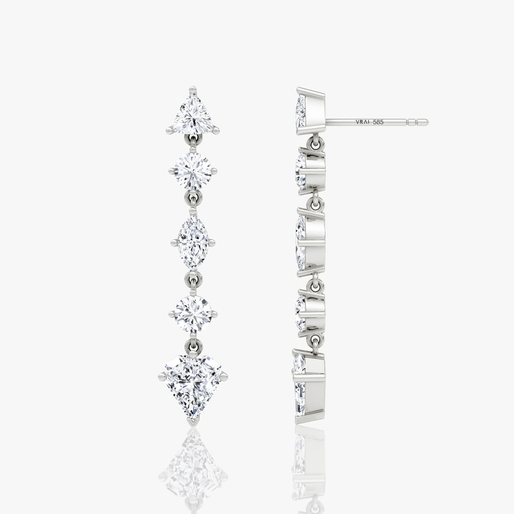 Gemischte Form Pavé Dangle 14K Weißgoldohrringe w. 3.0CT Labor-Diamanten