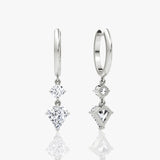 Duo Drop 14k Weißgold Huggies w. 2,0CT Shield Labor-Wachstumsimmassiva