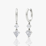 Duo Drop 14k Weißgold Huggies w. 2,0CT Shield Labor-Wachstumsimmassiva