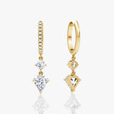 Duo Drop pavé 14k Gold Huggies w. 2,0CT Shield Labor-Wachstumsimmassiva