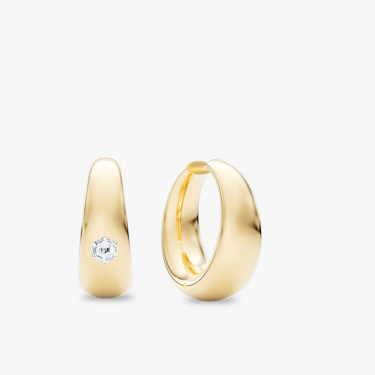 Kuppel Runde 14k Gold Reifen w. 0,50ct Sechseck-Labor-Labor-Diamanten