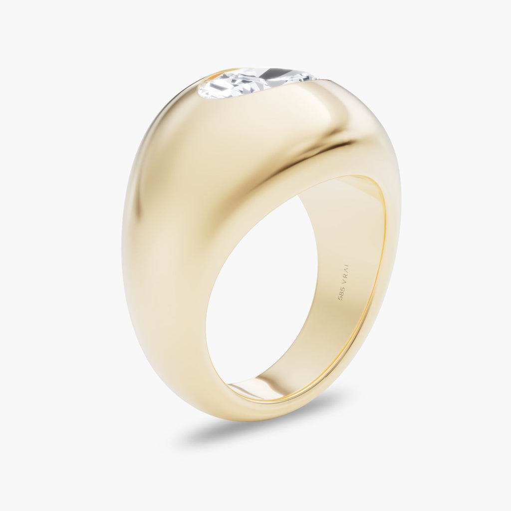Dome Band 14K Guld Ring m. 2.0ct Oval Lab-Grown Diamant