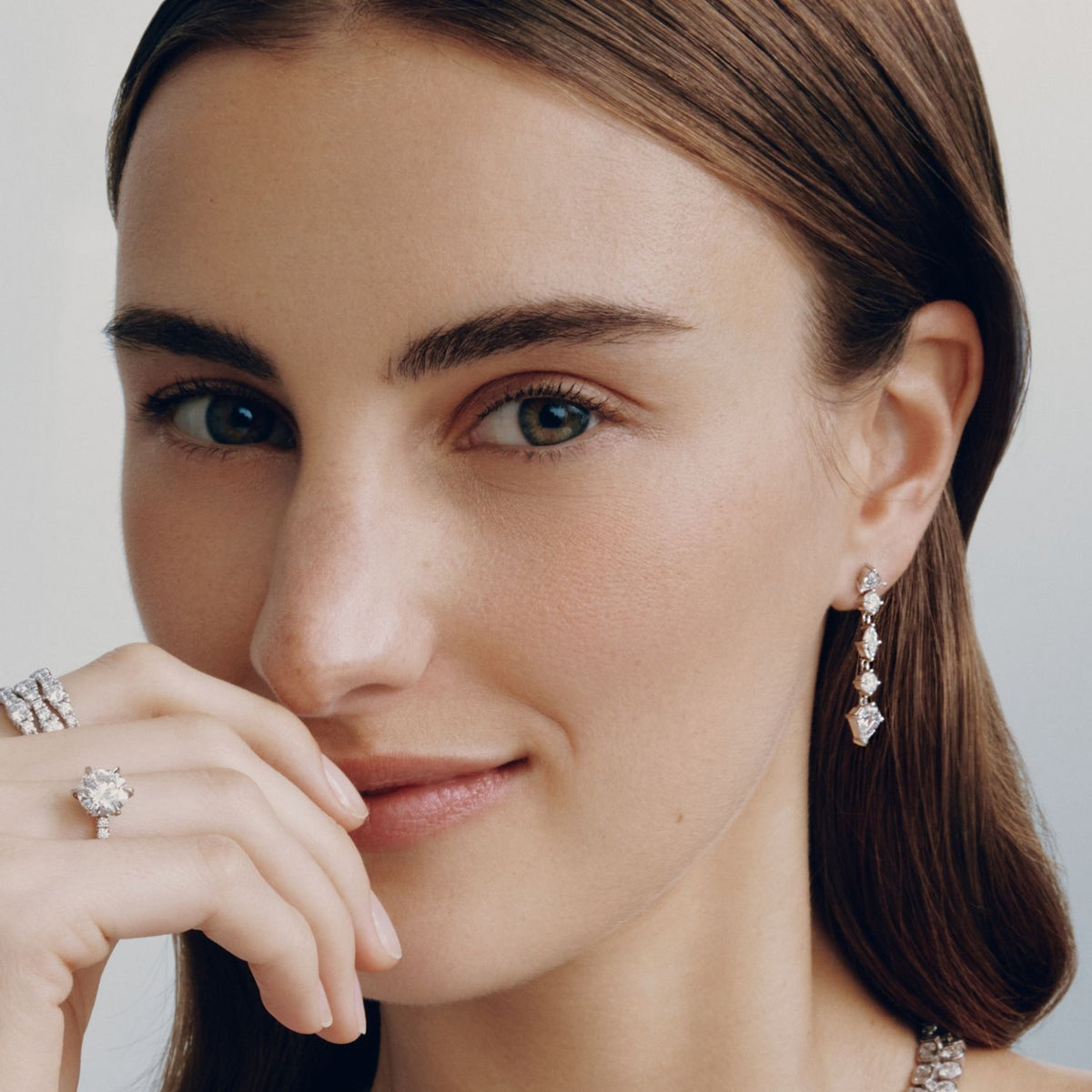 Mixed Drop Shield14K White Gold Earrings w. 3.0ct Lab-Grown Diamonds