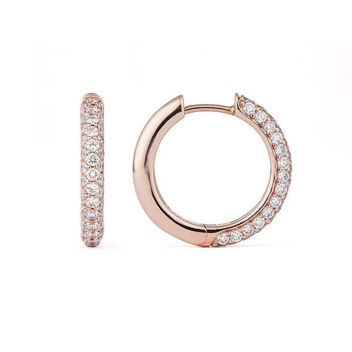 Classic Pavé 18 mm 18K Rosegold Hoops w. Diamonds